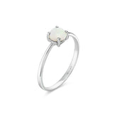 White Opal Solitaire Ring - Dracakis Jewellers